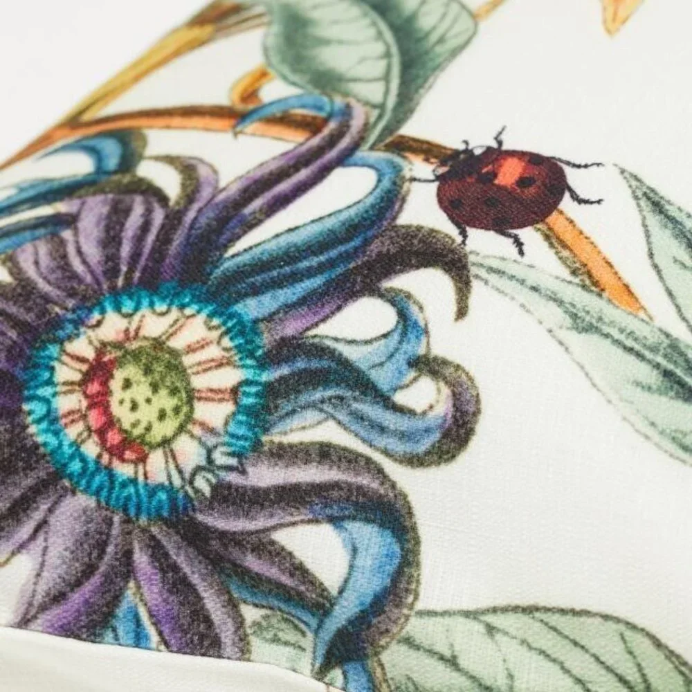 H&M Floral Pillow Cover | 20x20 Botanical Green Purple Yellow Red